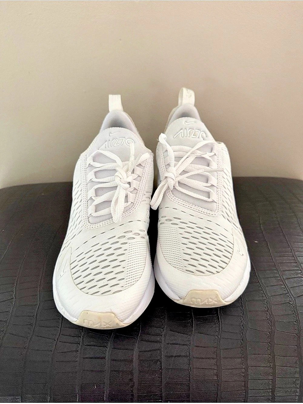 Nike Air Max 270 Triple White Athletic Shoes